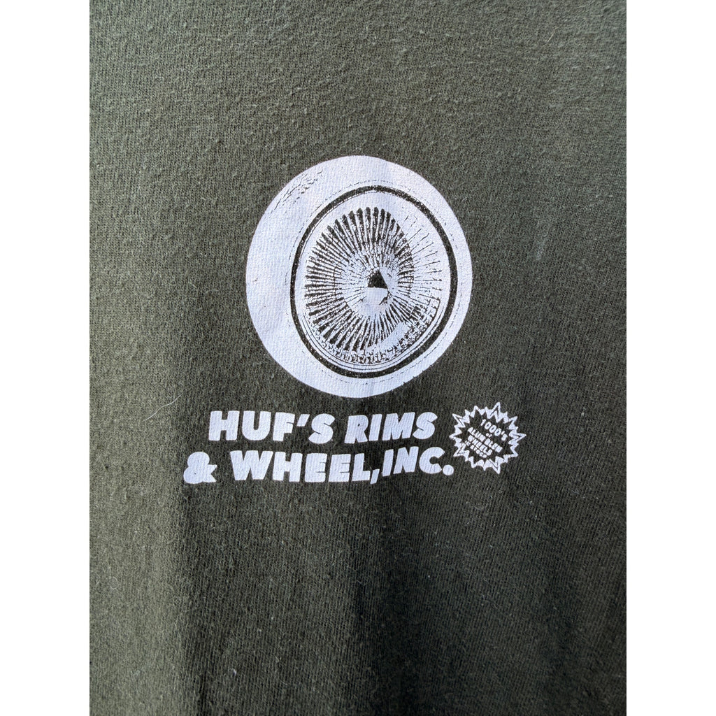 HUF Graphic T Shirt Mens Medium Green Streetwear Skate Tee
