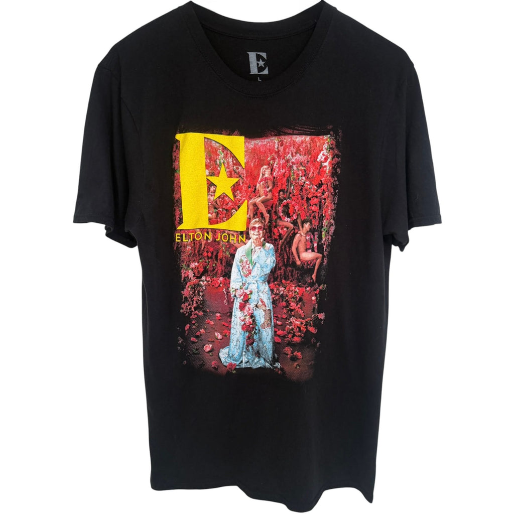 Elton John Men's Black Elton John Farewell Yellow Brick Road 2022 Tour T-Shirt — front view