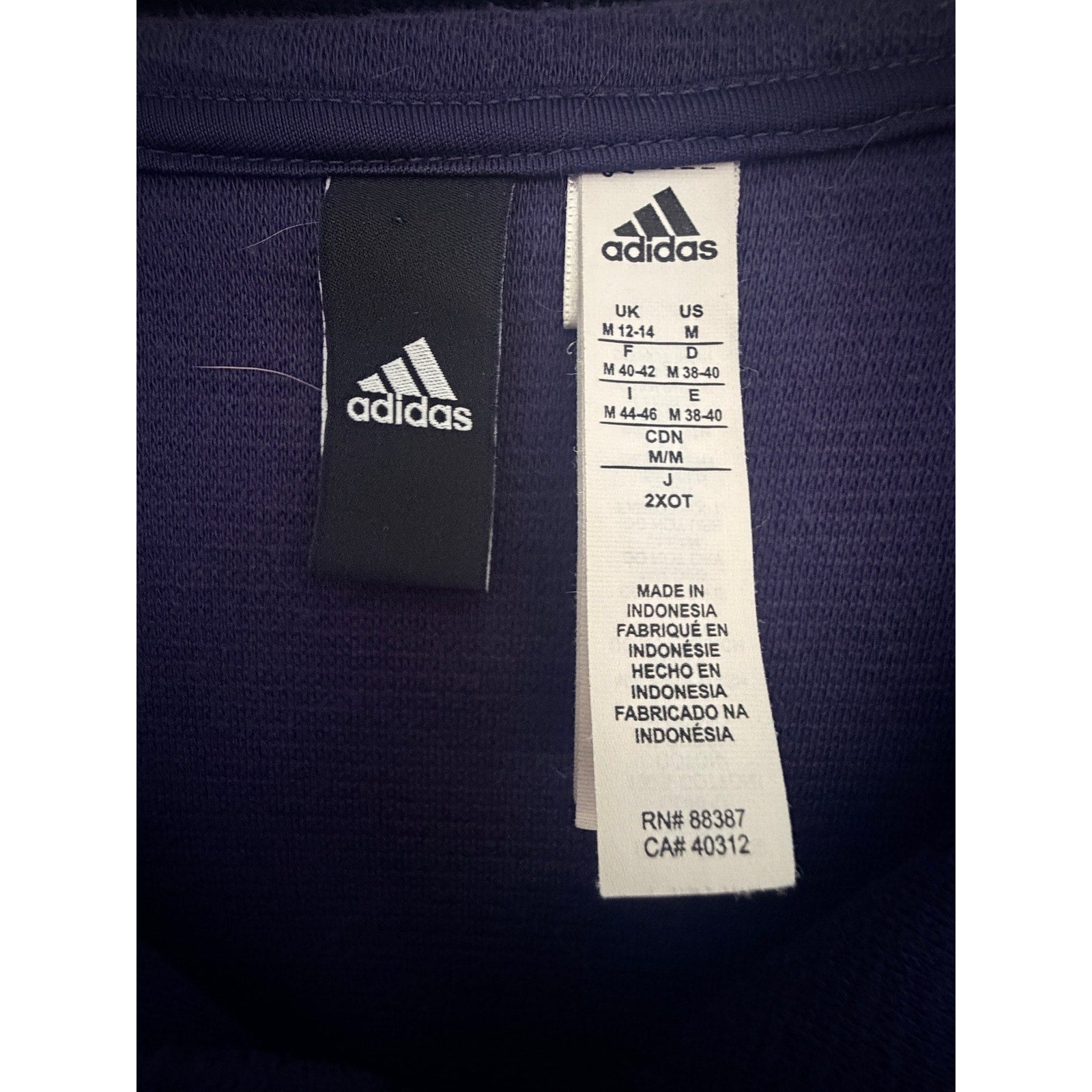 Adidas Women's Ribbed Cotton Half-Zip Hoodie Medium Navy Blue