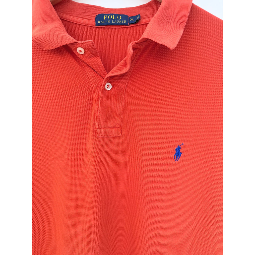Polo Ralph Lauren Polo Shirt Mens XL Coral Orange Blue Pony Short Sleeve