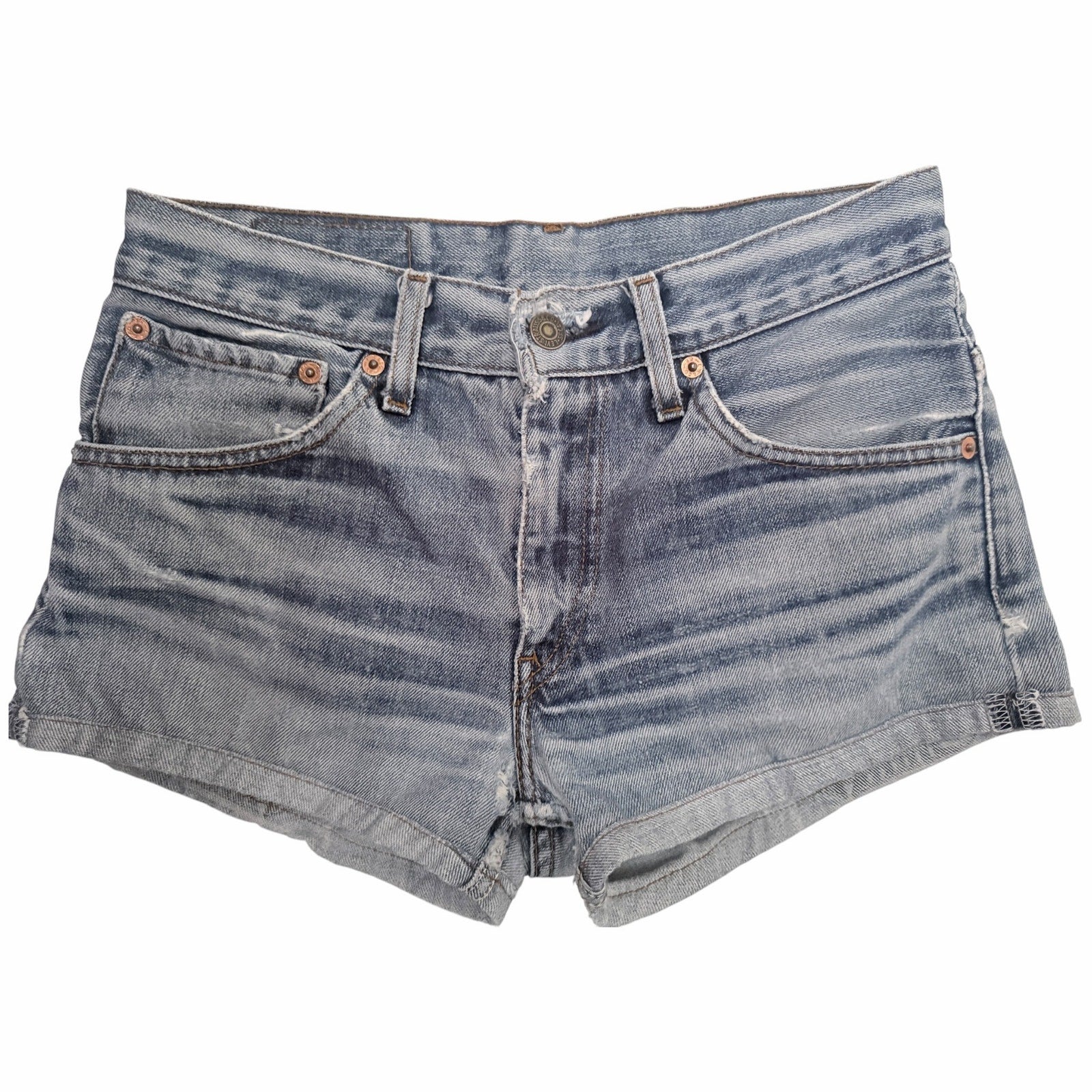 Levi's Premium 501 Shorts Womens Light Wash Distressed Denim Cutoff Jean Shorts