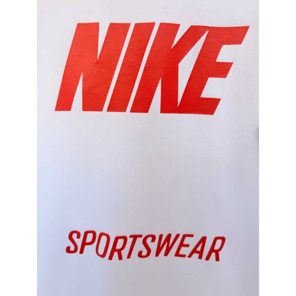 Nike Hoodie Mens Large White Swoosh Graphic Pullover Sweatshirt Athletic