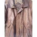 Vintage Leather Jacket Mens XL Brown Distressed Bomber Korea Made Plaid Lined additional view 5