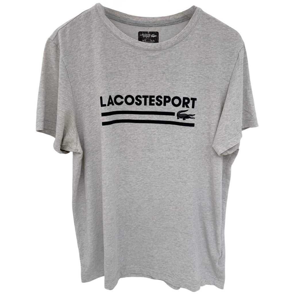 Lacoste Sport T Shirt Mens XL Gray Logo Graphic Tee