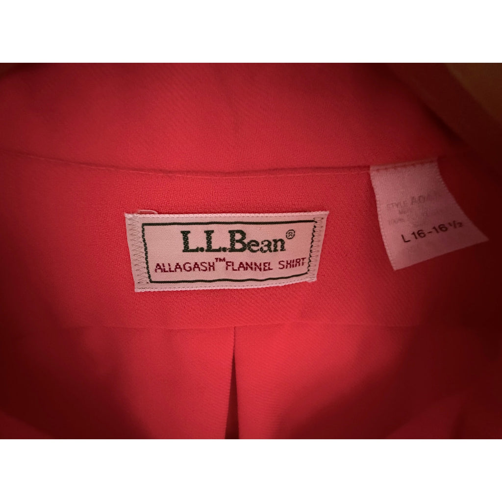 LL Bean Allagash Flannel Shirt Mens Large Orange Chamois Button Front Hunting