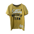 Superdry Black Label Japan T Shirt Womens Medium Yellow Graphic Logo Tokyo Tee