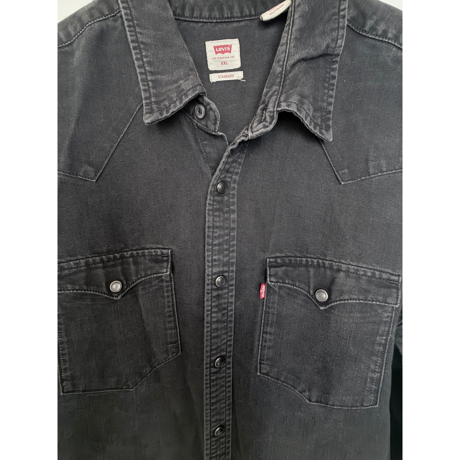 Levi's Standard Western Snap Button Shirt Mens XXL Black Long Sleeve