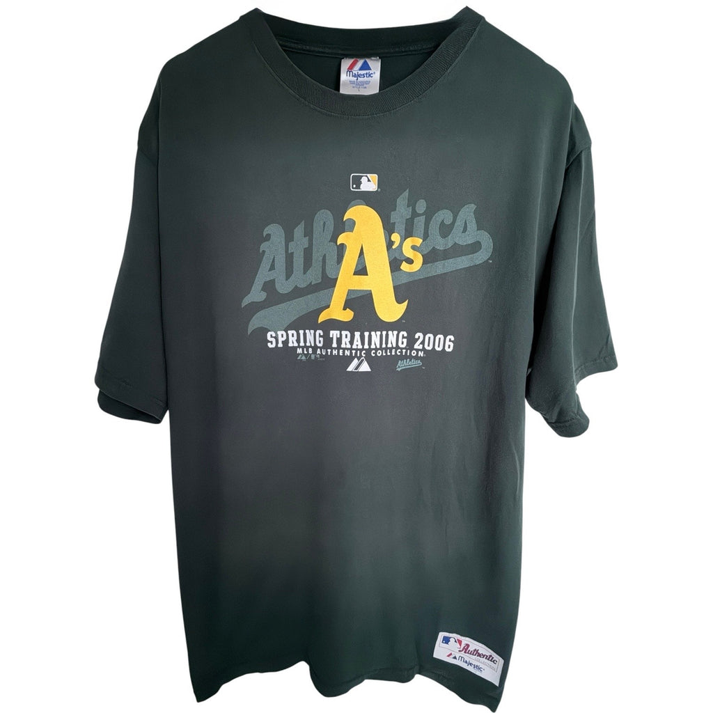 Majestic Oakland Athletics Spring Training 2006 Graphic T Shirt Mens Large Green
