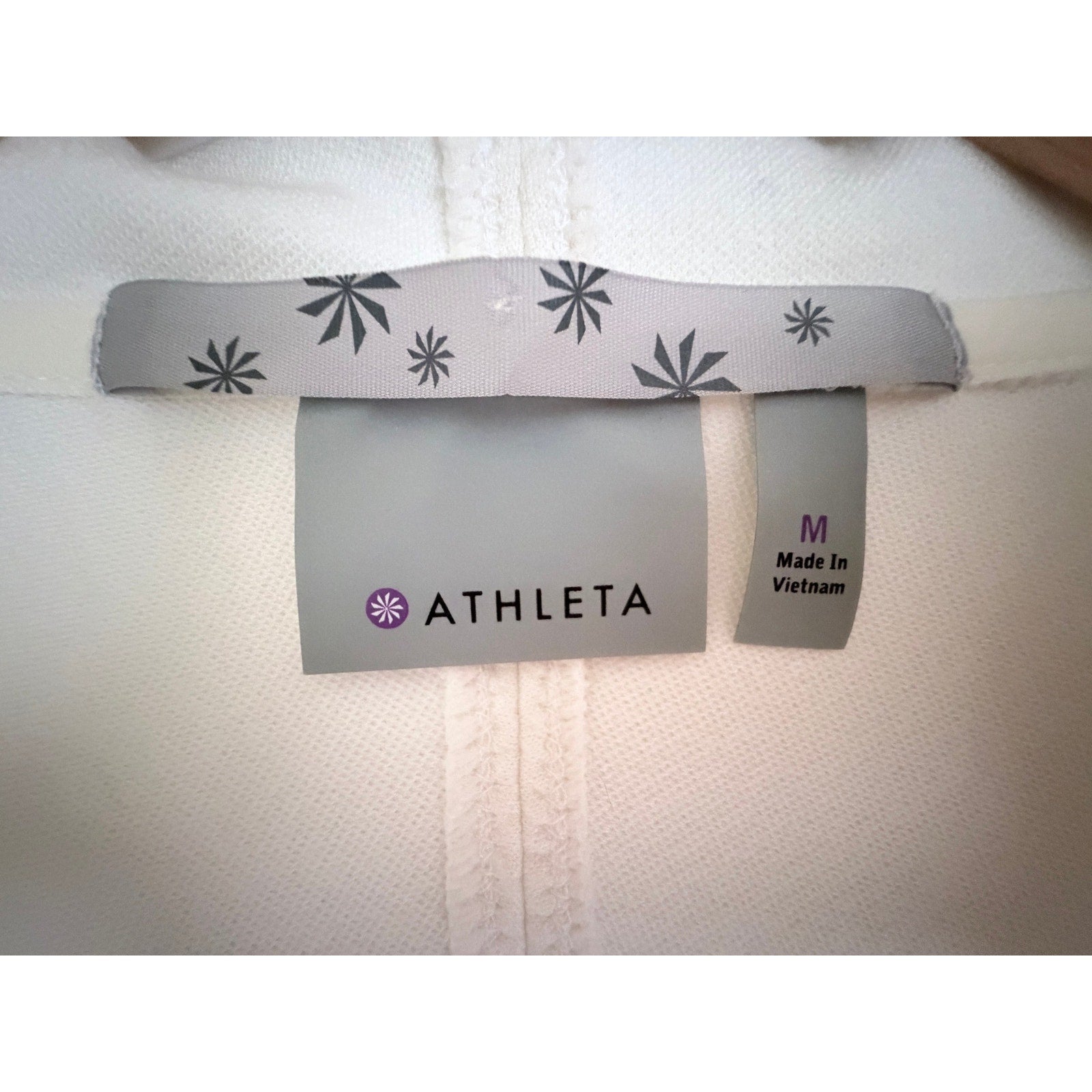 Athleta Womens Full Zip Hoodie White Textured Performance Jacket Size Medium