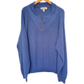 Cabelas Sweater Mens 2XL Blue Knit Button Neck Heavyweight Outdoor Pullover