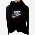 Nike Rally Hoodie Womens M Black Silver Metallic Logo