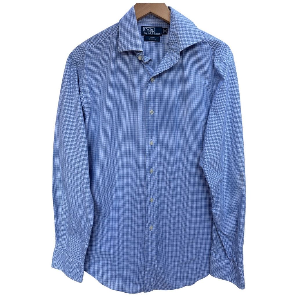Polo Ralph Lauren Regent Classic Fit Button Up Shirt Mens 16 34/35 Blue Check