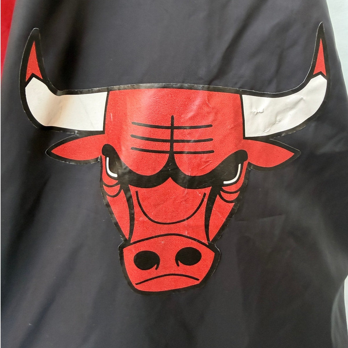 Chicago Bulls 1966 Windbreaker Jacket Mens Medium Black Red Hooded Half Zip NBA