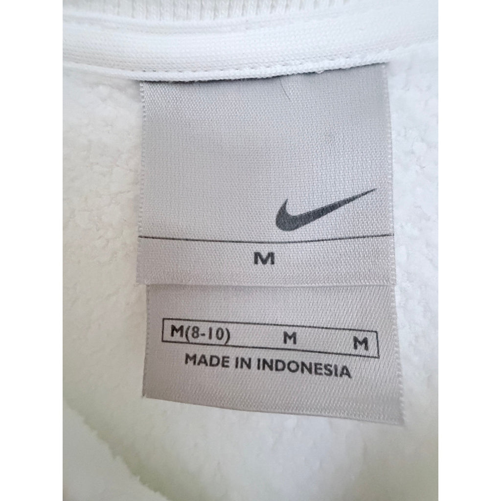Nike Womens Medium Full Zip Hoodie White Fleece Sweatshirt Swoosh Y2K