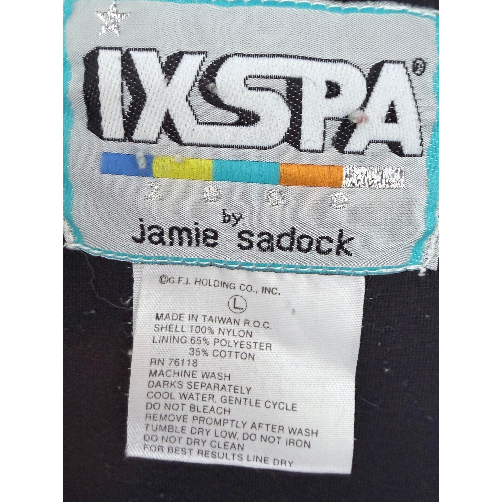 Ixspa Vintage Windbreaker Jacket Mens Large Gray Abstract Full Zip Retro 90s