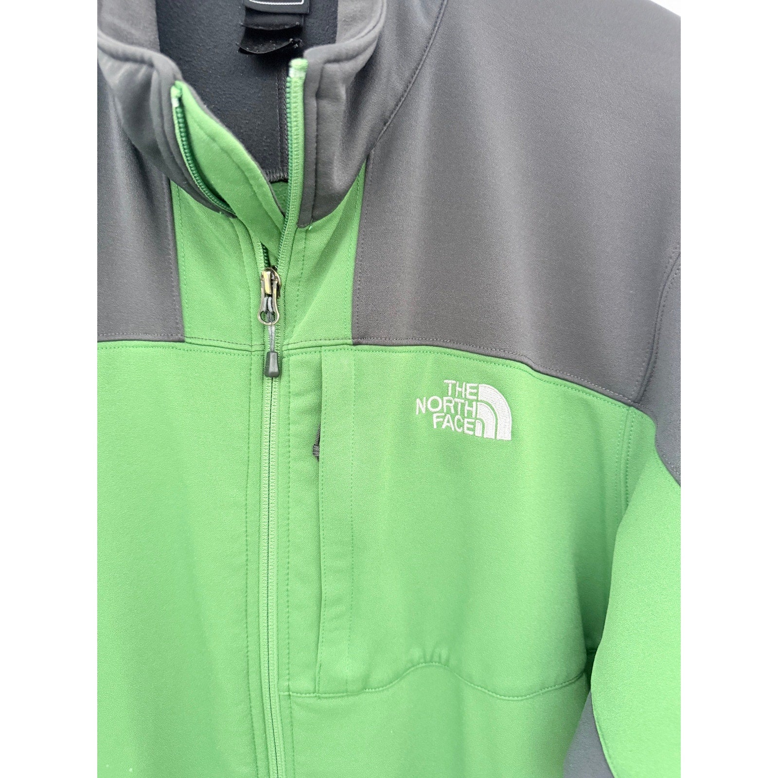 The North Face Soft Shell Jacket Mens Large Green Gray Full Zip Fleece Lined