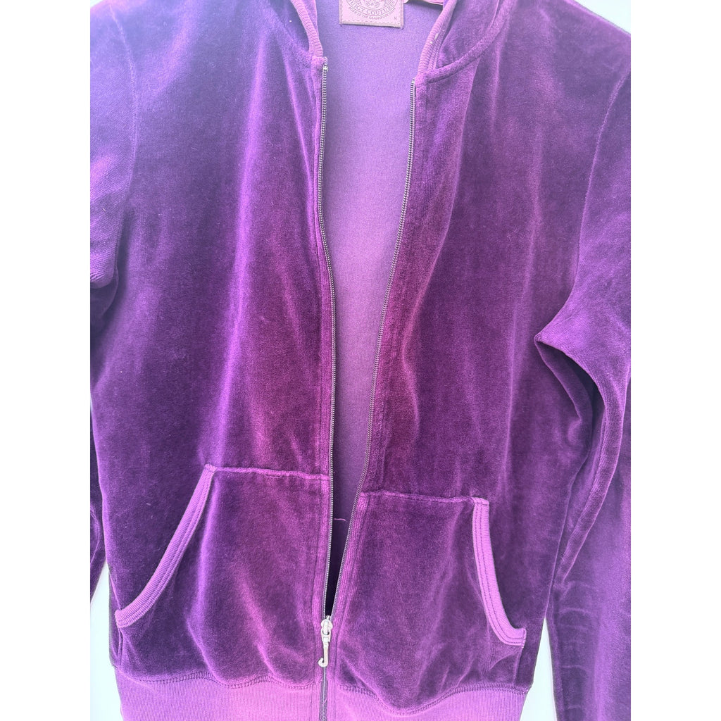 Juicy Couture Velour Zip Hoodie Womens Medium Purple Full Zip Y2K Style