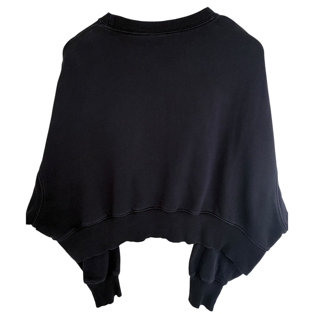 Nike Mini Swoosh Cropped Sweatshirt Womens Small Black Fleece Crewneck
