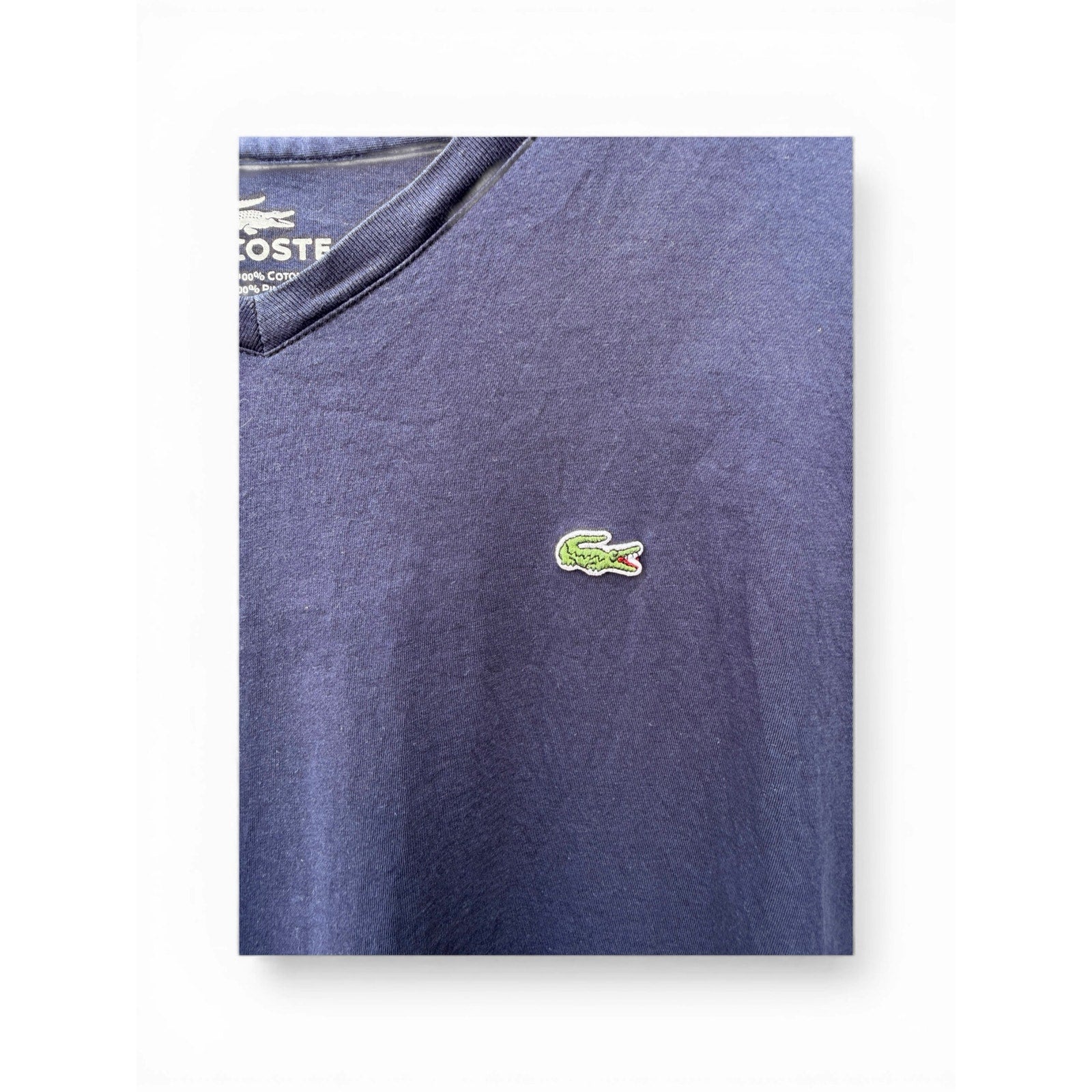 Lacoste T Shirt Mens Large Navy Pima Cotton Classic