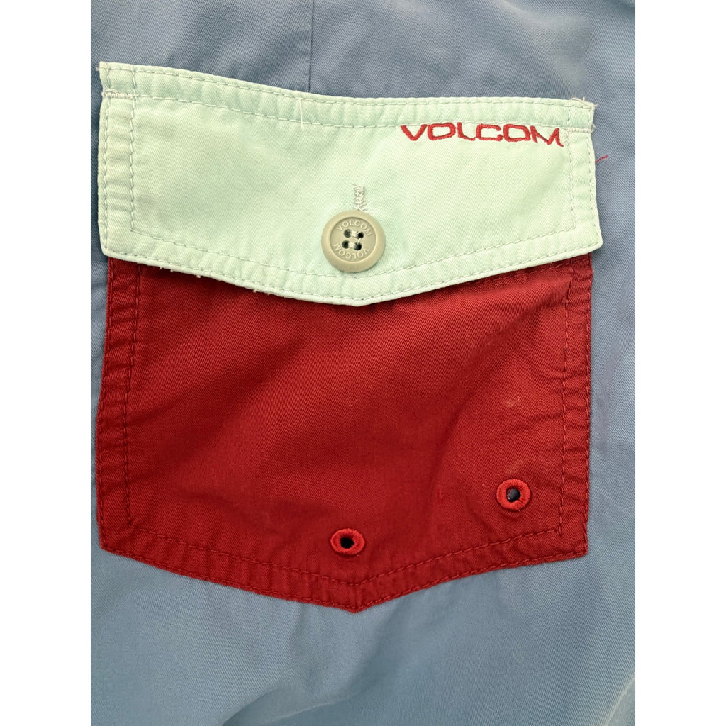 Volcom Board Shorts Mens 31 Blue Red Surf Swim Trunks