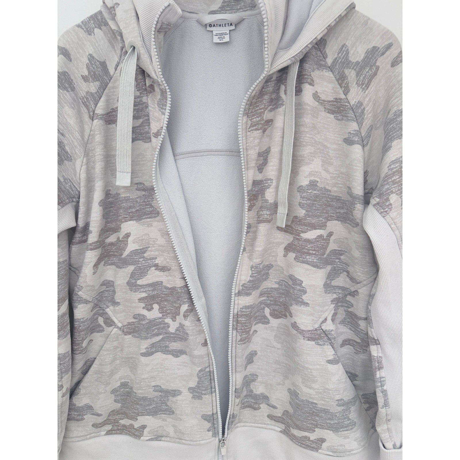 Athleta Full Zip Hoodie Womens XL Gray Camo Athletic Sweatshirt