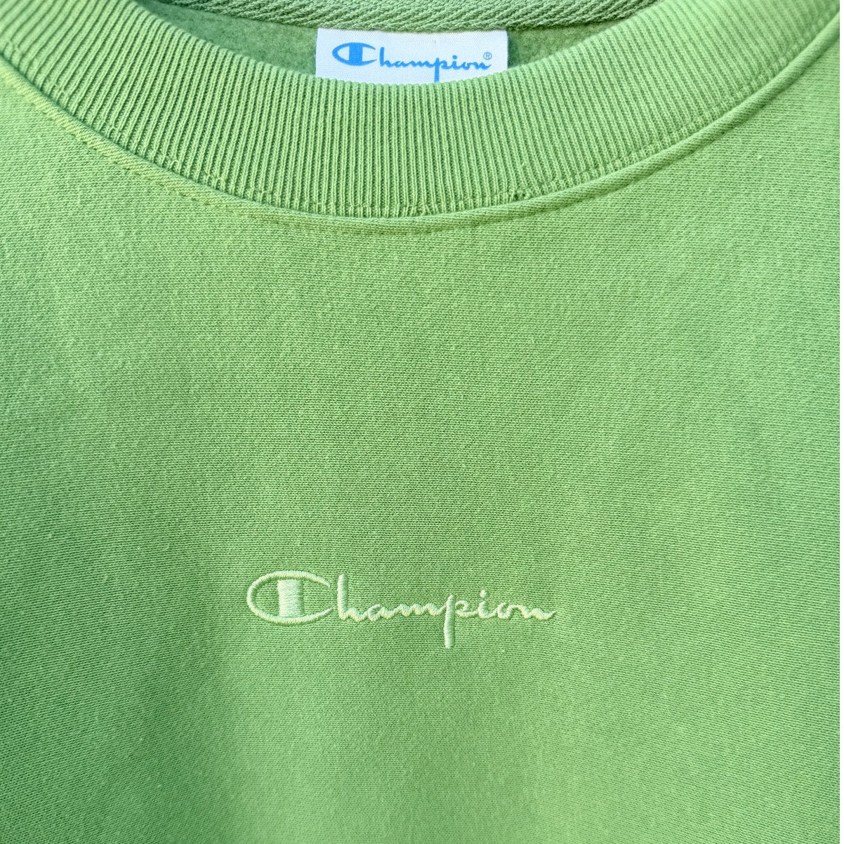 Champion Reverse Weave Crewneck Sweatshirt Mens Large Green Embroidered Logo