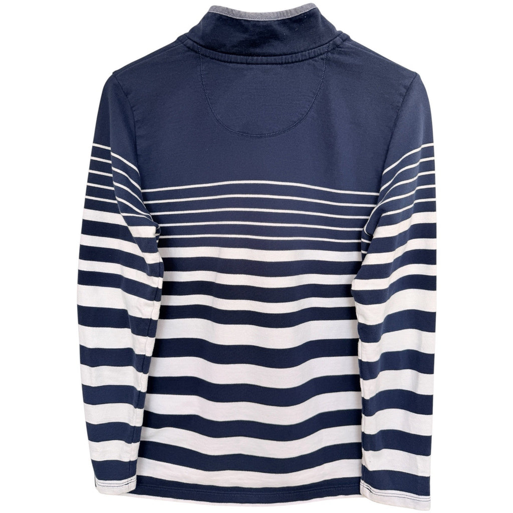 LL Bean Rugby Shirt Mens Medium Navy White Striped Long Sleeve Casual Classic