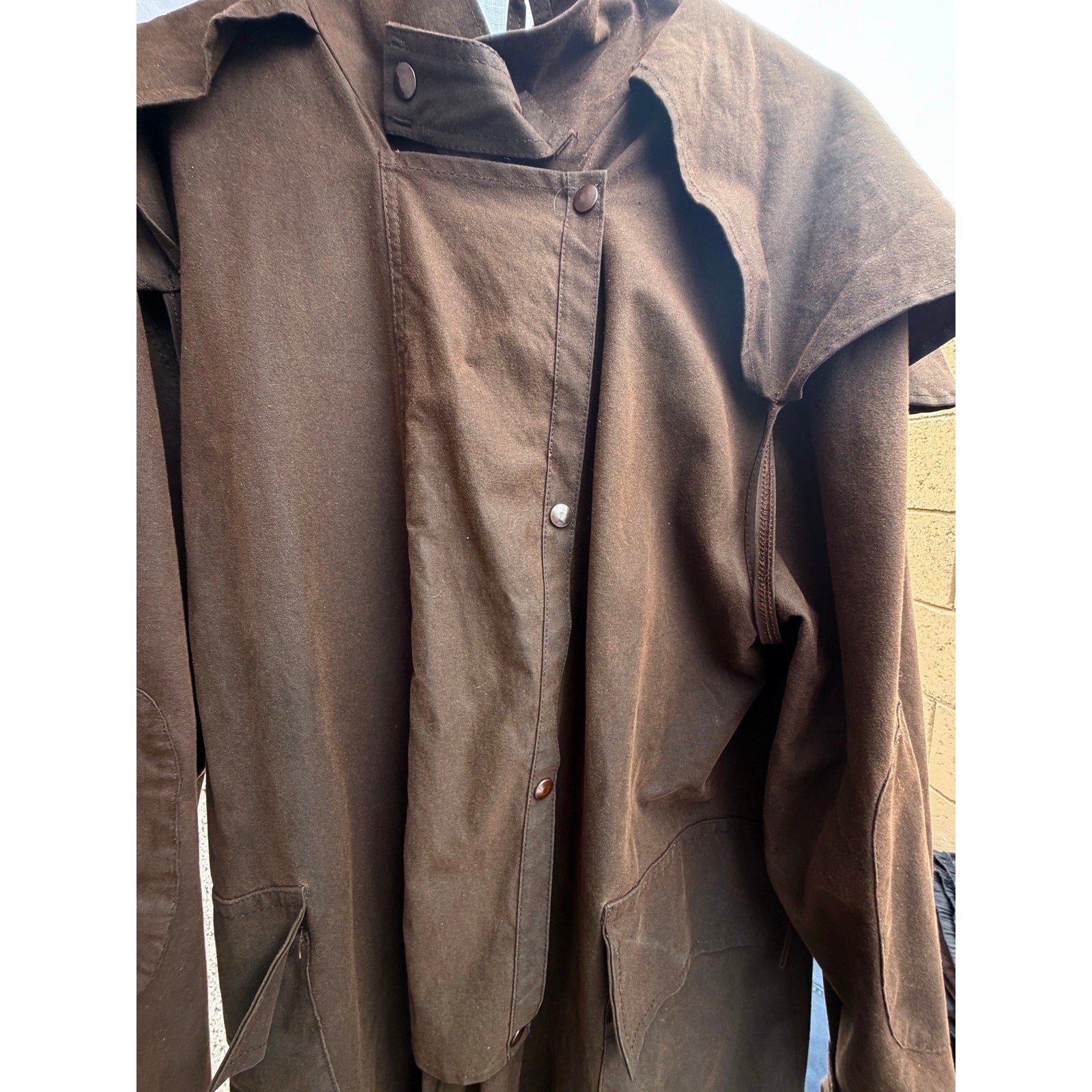 Australian Bushwear Oilskin Duster Coat Brown Long Ranch Jacket Mens One Size