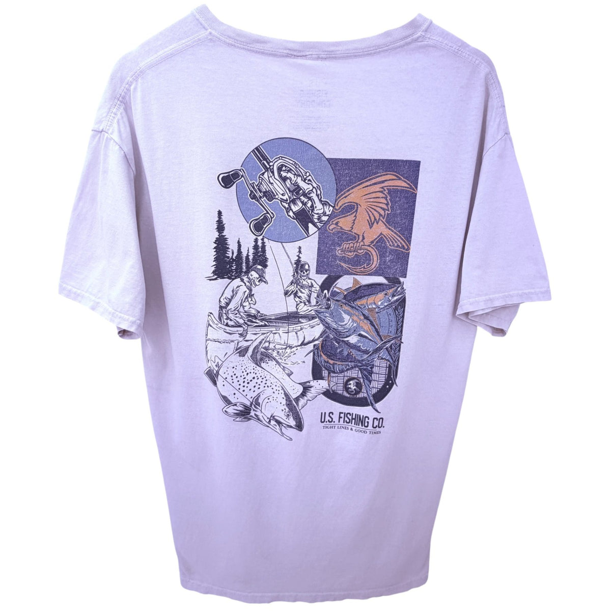 U.S. Fishing Company Men's White T-Shirt — back view