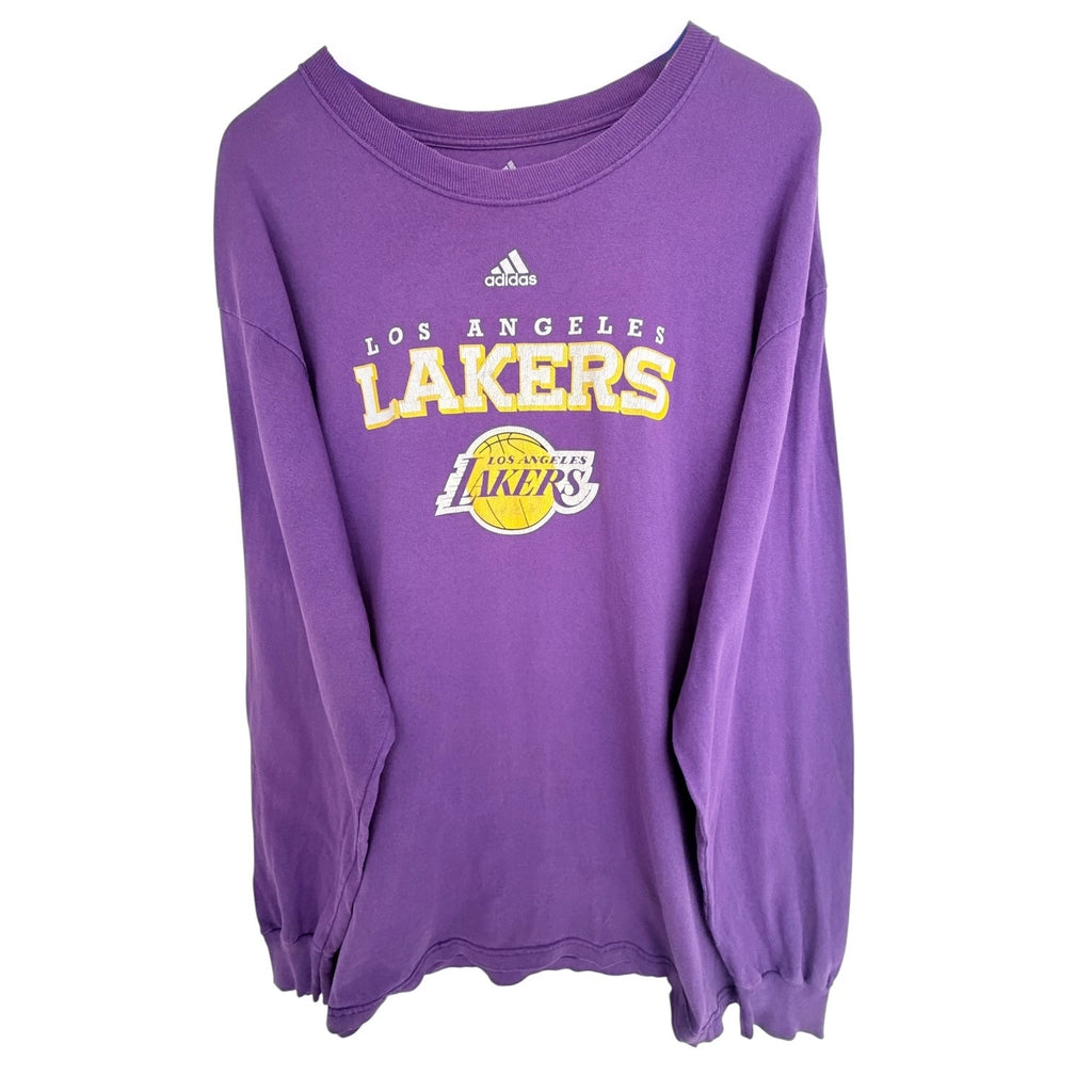 Adidas Los Angeles Lakers Long Sleeve T Shirt Mens XL Purple NBA Basketball