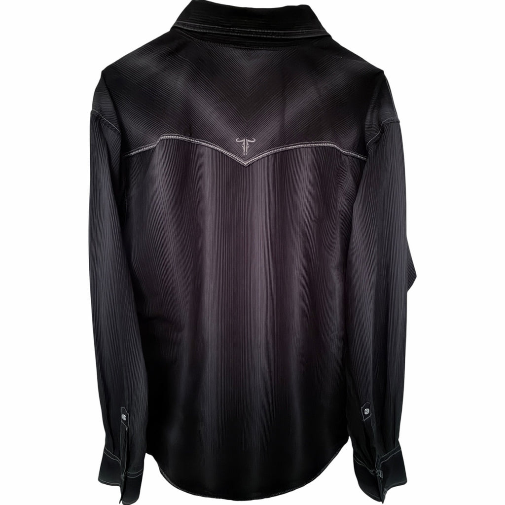 Wrangler Rock 47 Men's Black Western Snap Shirt XXL Pinstripe Long Sleeve