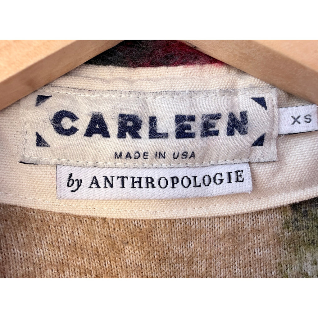 Carleen Anthropologie Womens Jacket XS Floral Wool Blend Snap Front USA Made