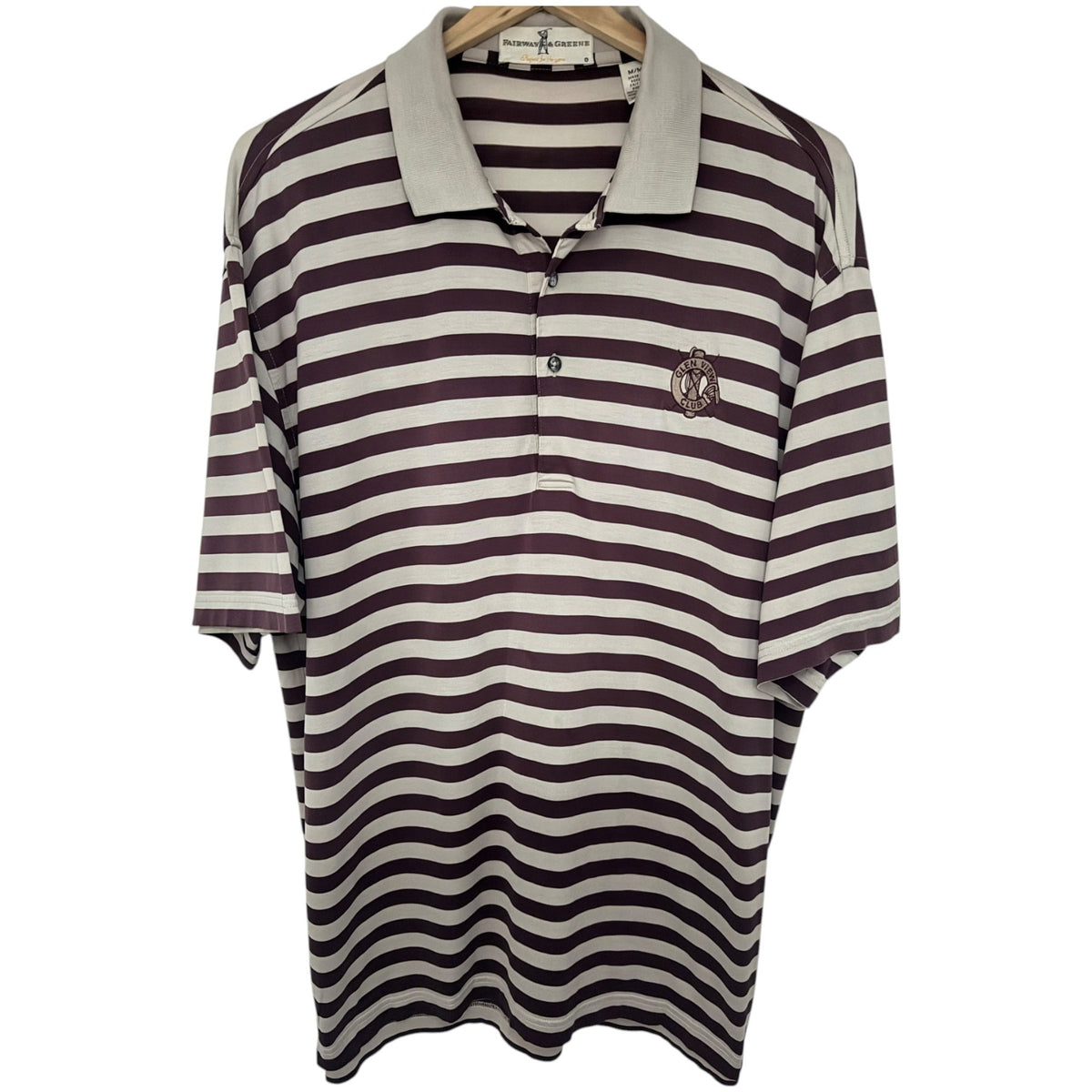 Fairway & Greene Men's Gray Striped Polo — front view