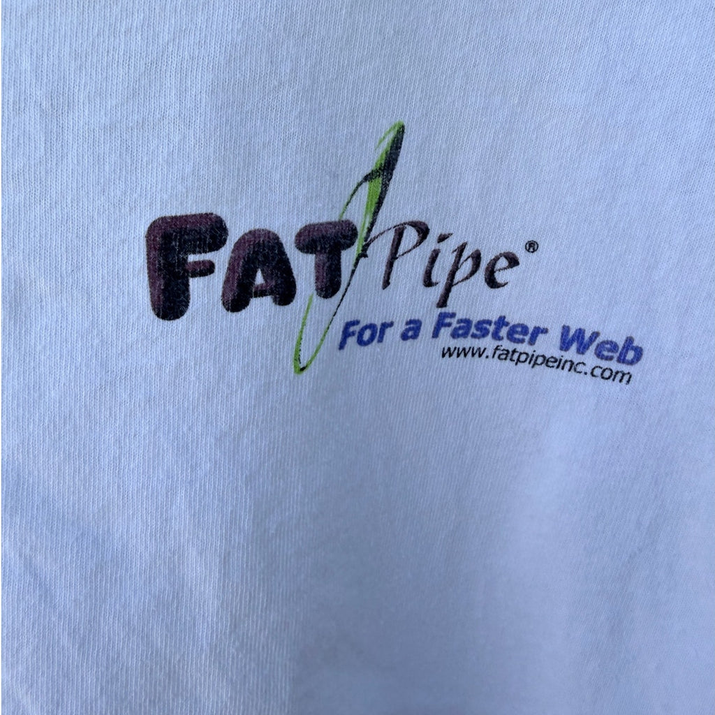 Single Stitch FatPipe Extreme Graphic TShirt Mens Medium White Tech Internet Tee