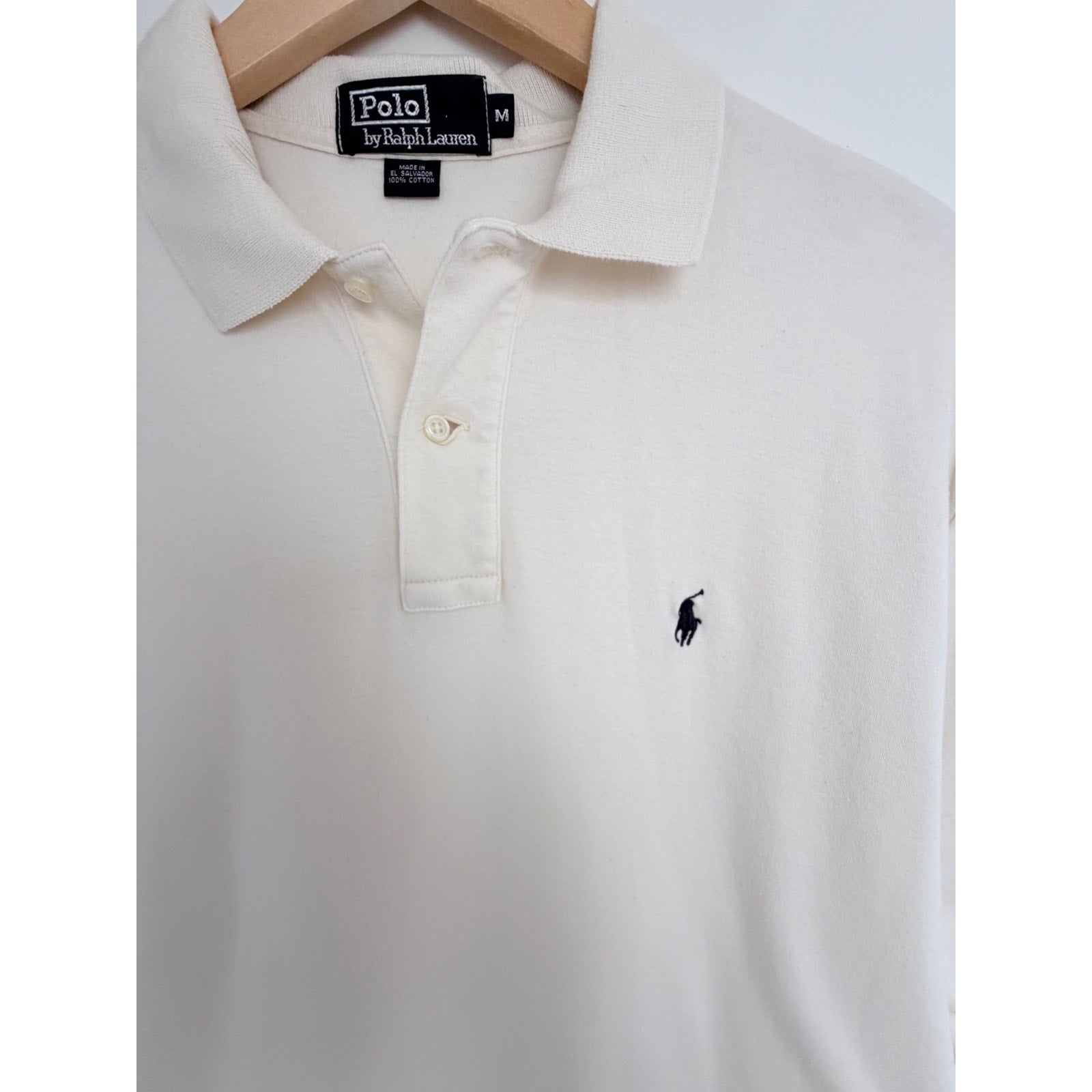 Polo Ralph Lauren Polo Shirt Mens Medium White Pony Logo 100% Cotton