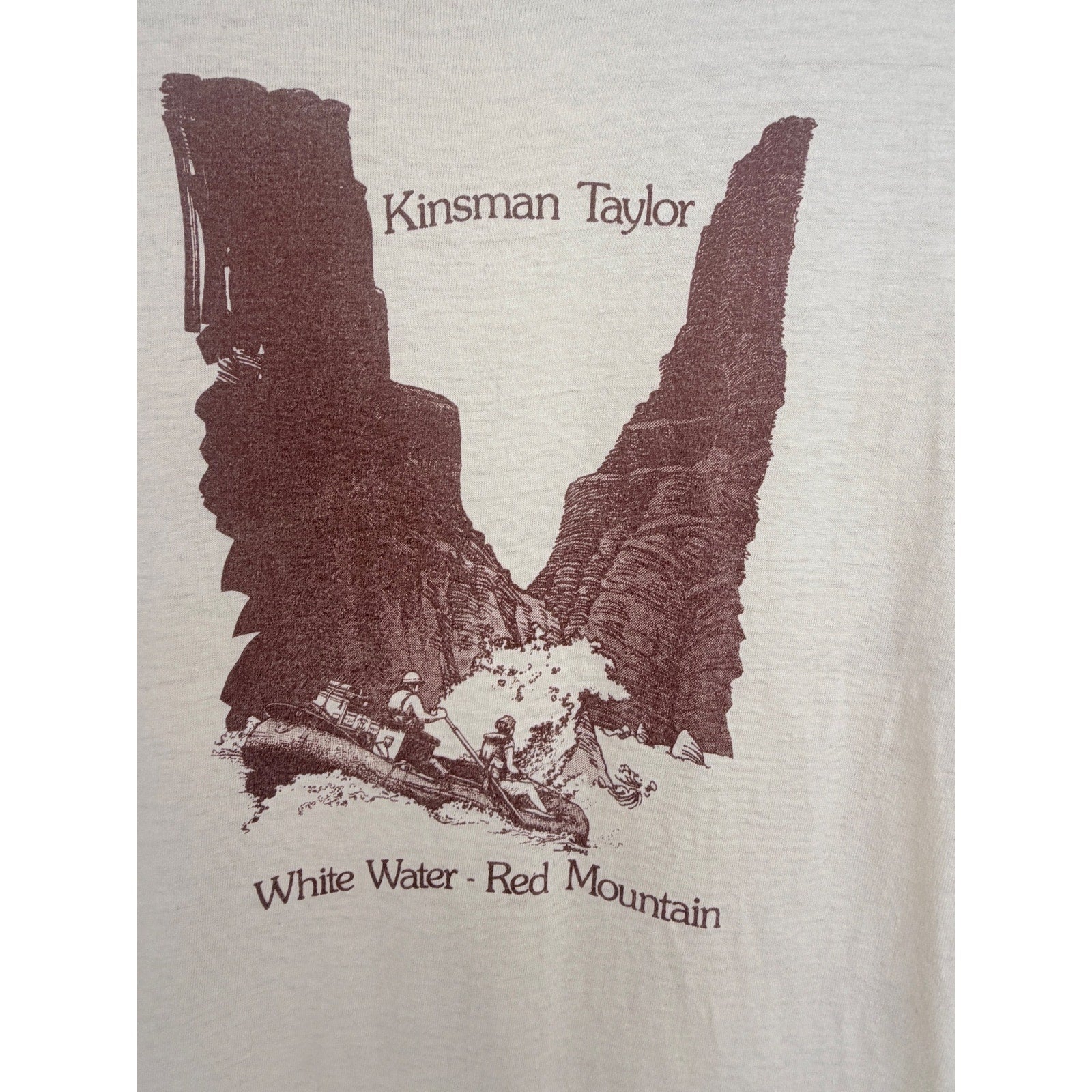 Kinsman Taylor White Water Red Mountain Single Stitch T Shirt Mens Medium USA