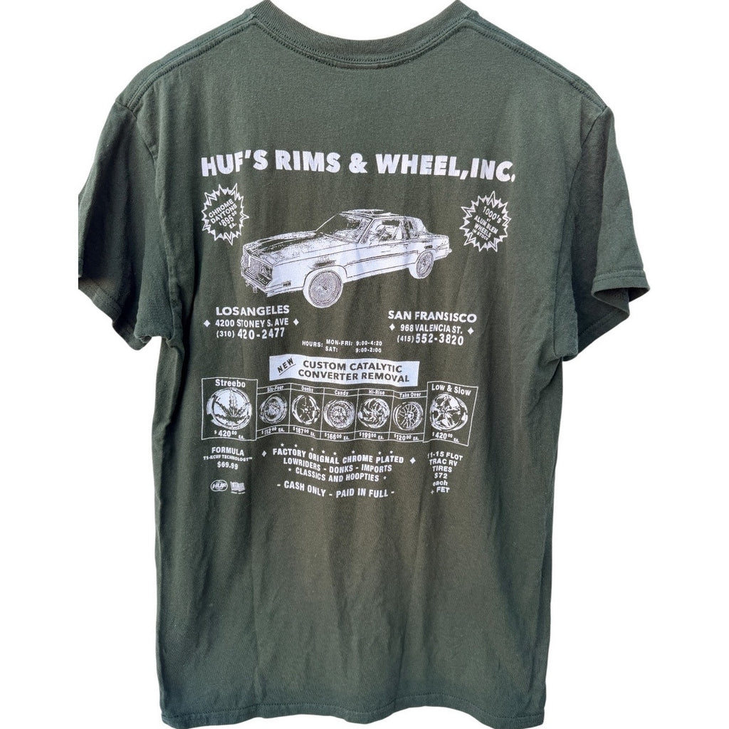 HUF Graphic T Shirt Mens Medium Green Streetwear Skate Tee