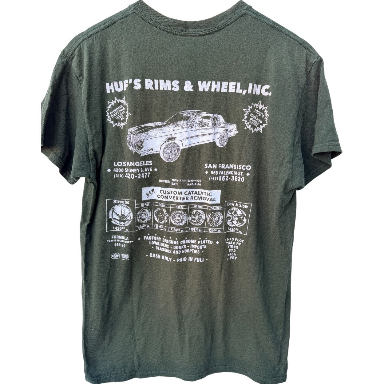 HUF Graphic T Shirt Mens Medium Green Streetwear Skate Tee