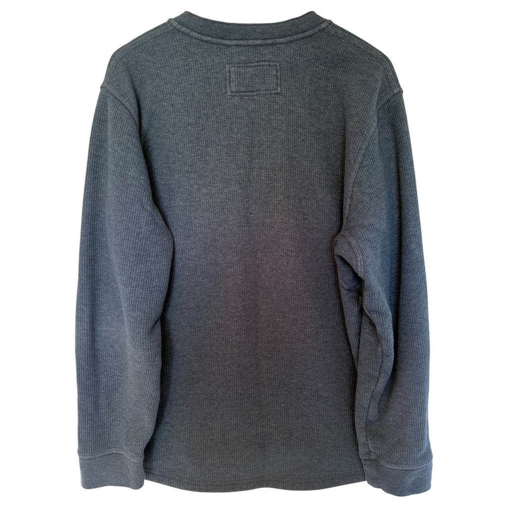 L.L. Bean Waffle Knit Henley Shirt Mens Large Blue Thermal Long Sleeve