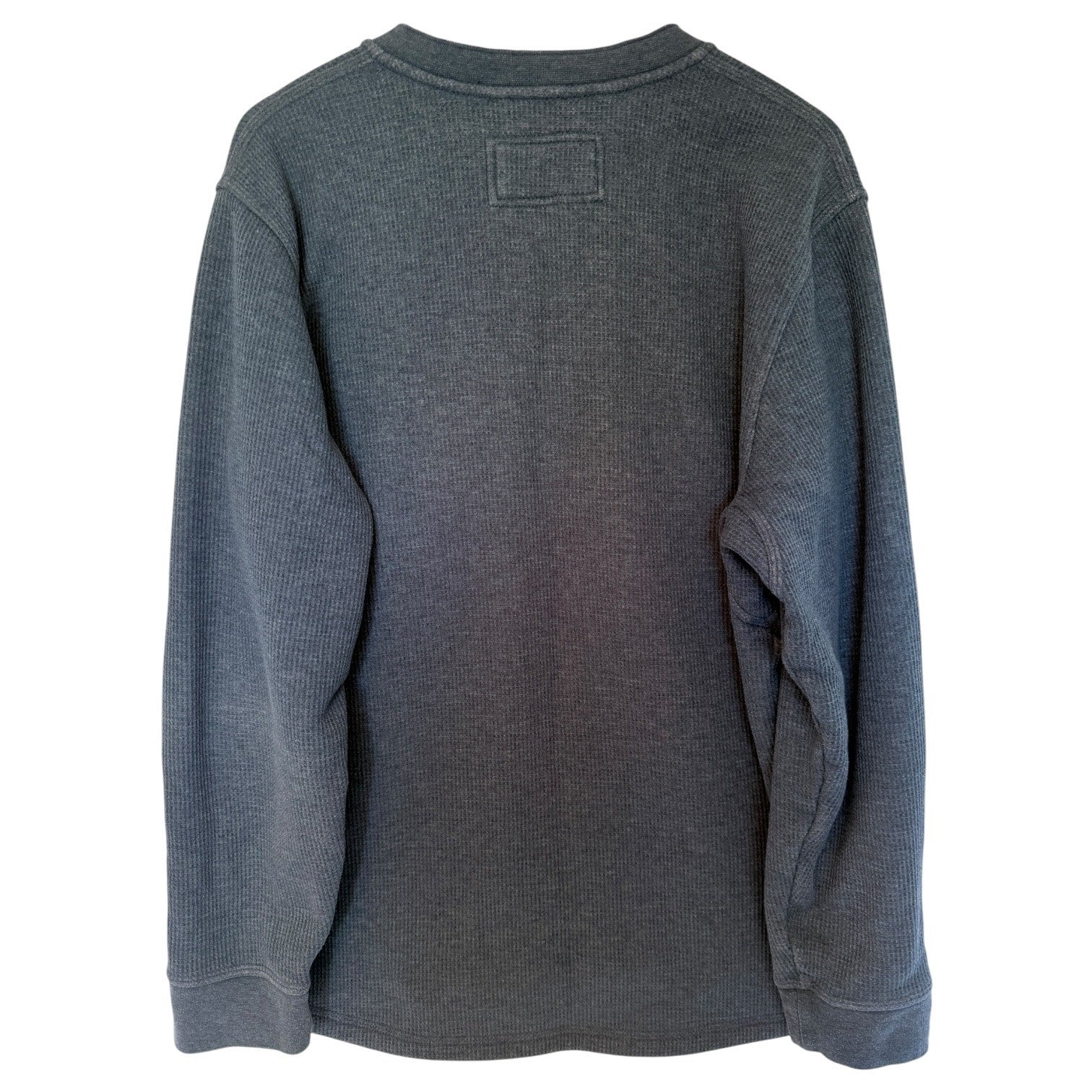 L.L. Bean Waffle Knit Henley Shirt Mens Large Blue Thermal Long Sleeve