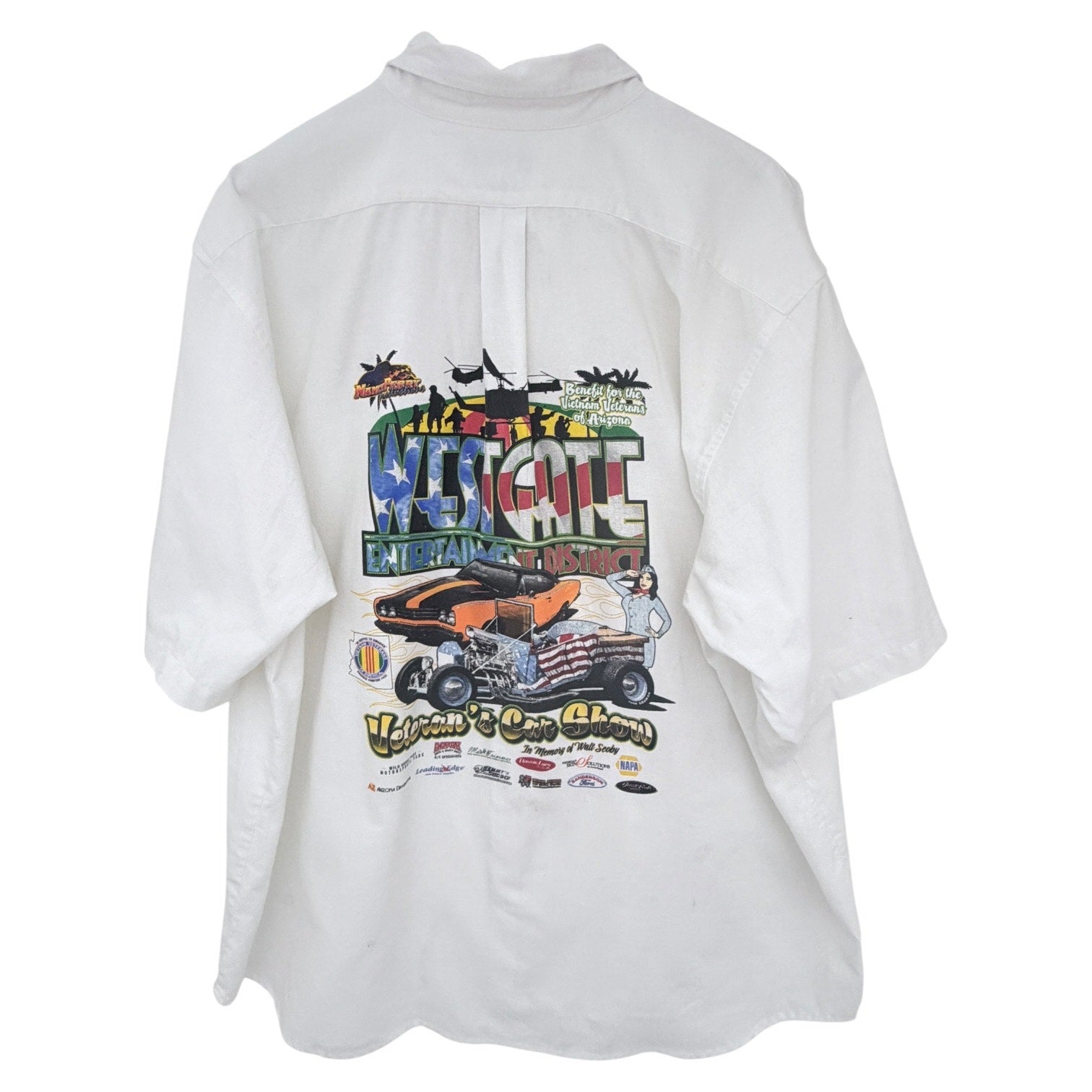 Jerzees Westgate Entertainment District Veteran's Car Show Shirt Mens XXL White