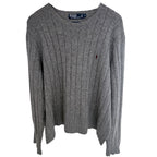 Polo Ralph Lauren Lambswool Sweater Mens XL Gray Rib Knit