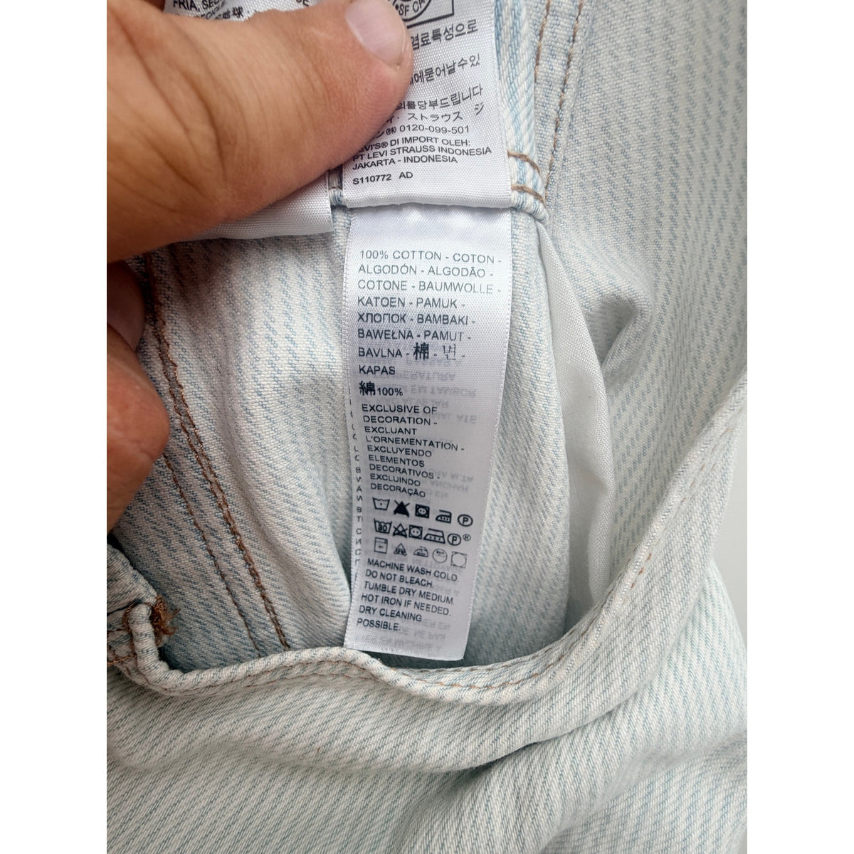Levi's Vintage Striped Denim Shortall Overalls Women's Small detail image 6
