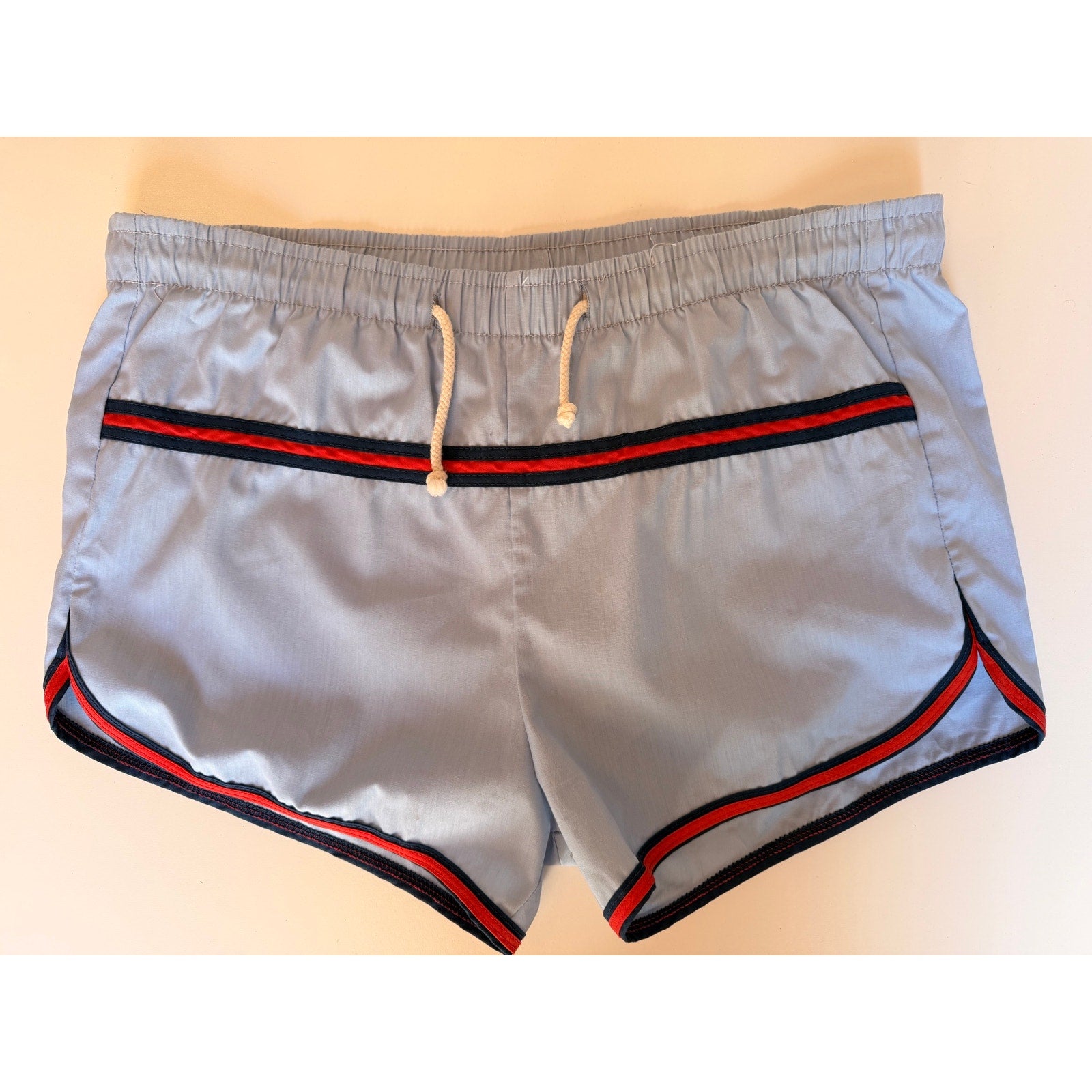Pacific Surf Swim Trunks Mens Large Blue Red Vintage Made USA