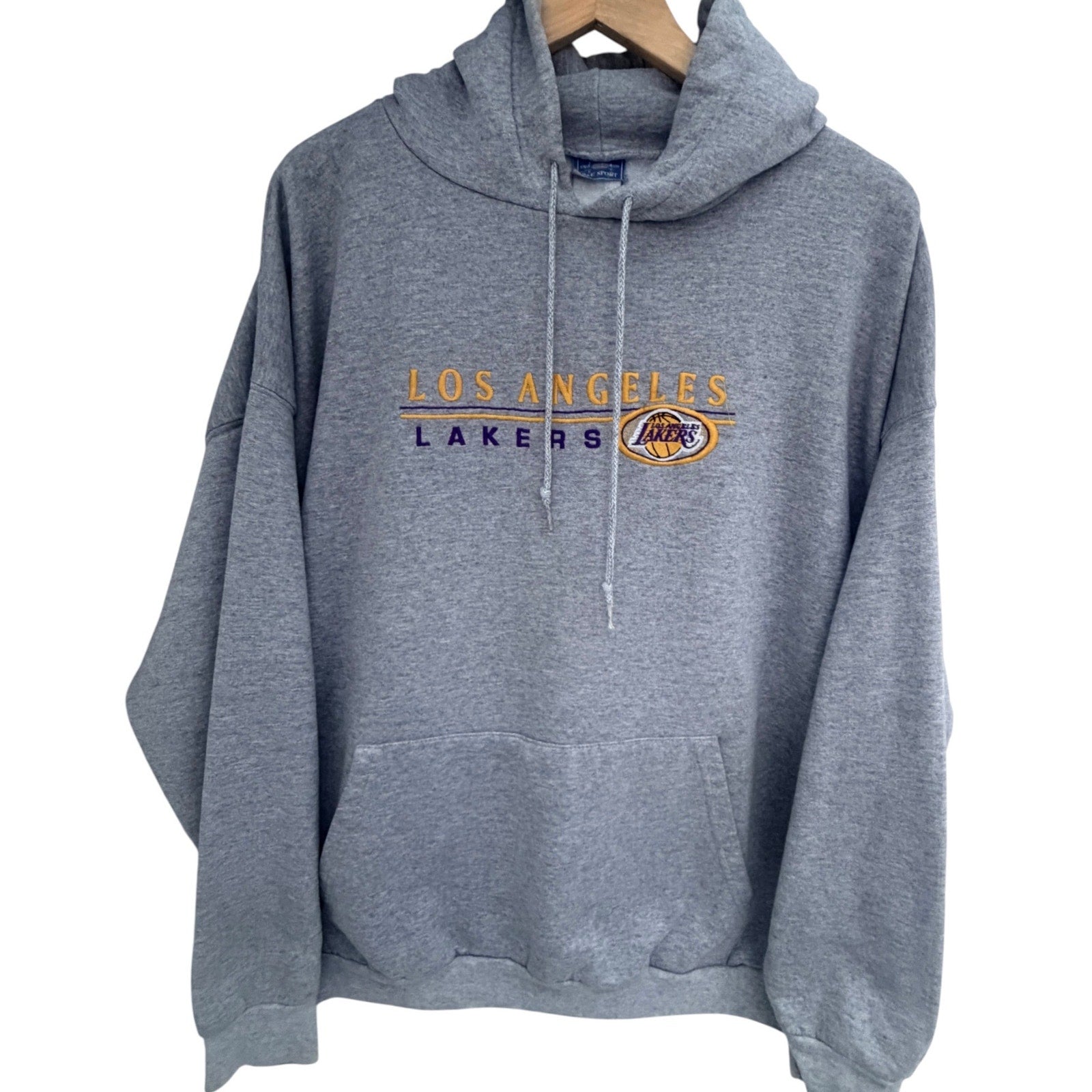 B&E Sport Los Angeles Lakers Embroidered Hoodie 2XL Gray