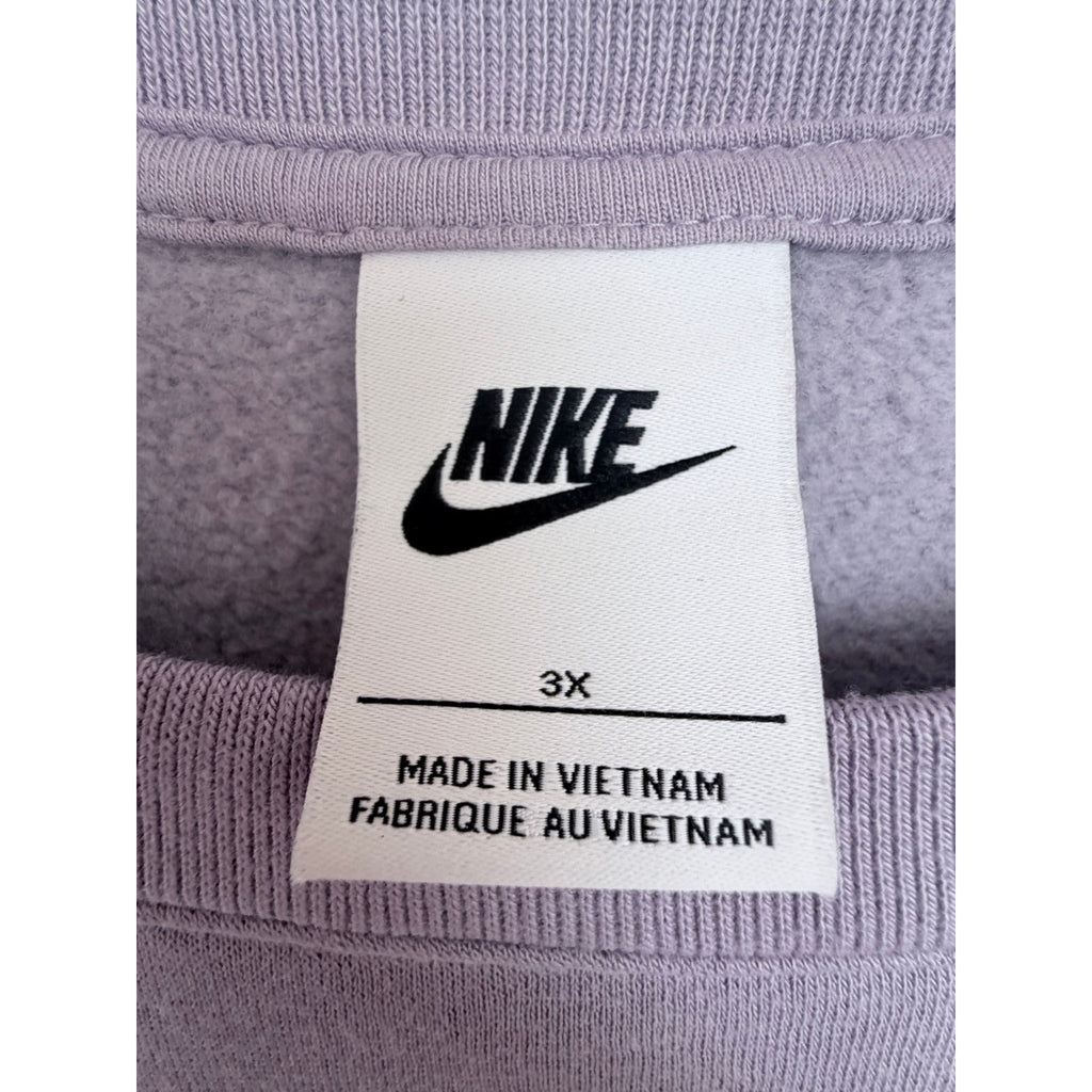 Nike Womens 3X Lavender Cropped Sweatshirt Pullover Fleece Spellout Casual