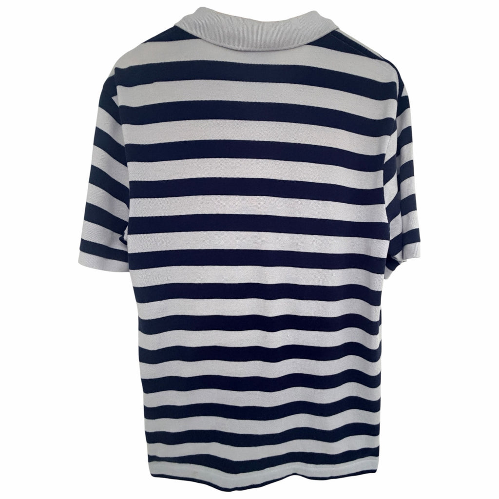 Lacoste Blue White Striped Pique Polo Mens Large