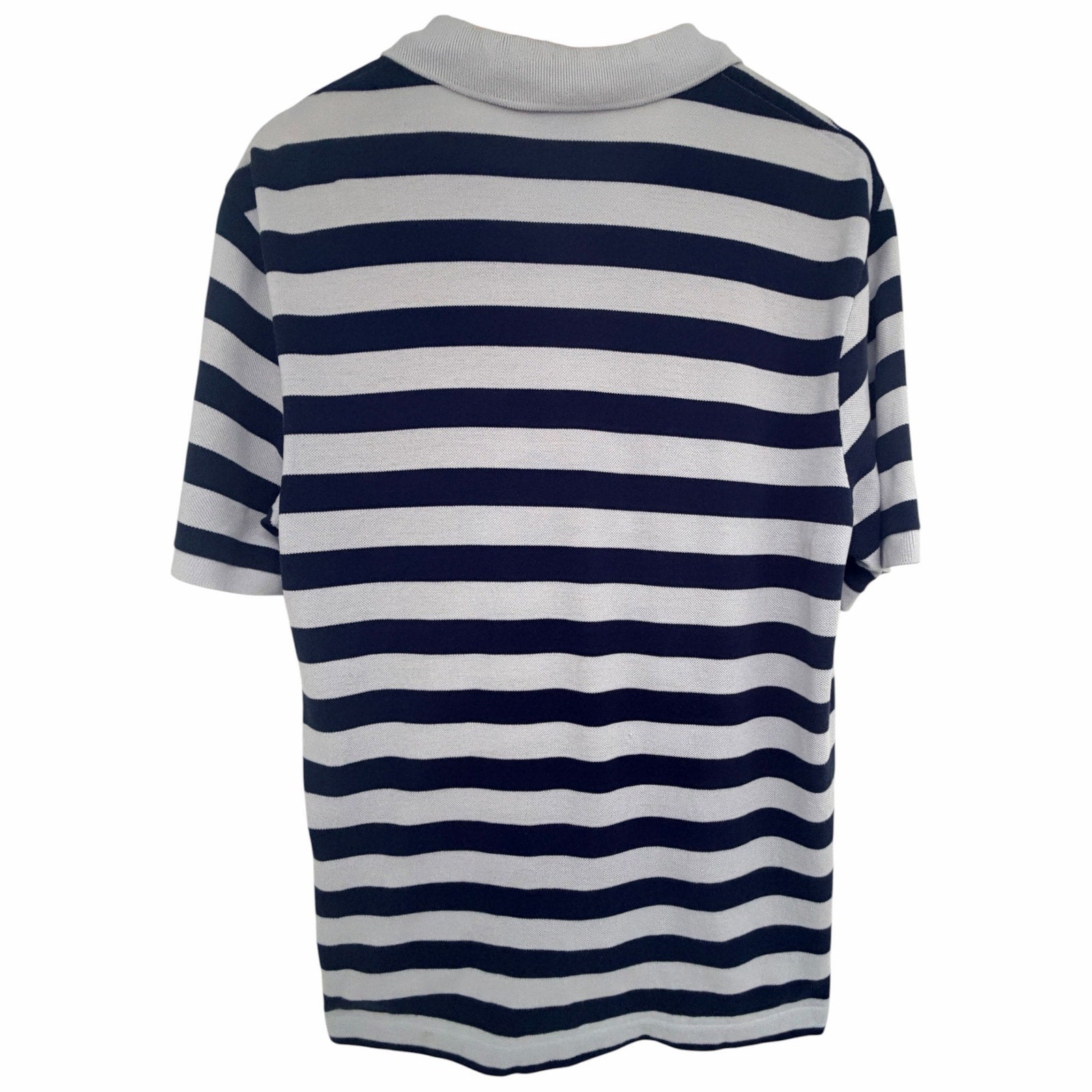 Lacoste Blue White Striped Pique Polo Mens Large