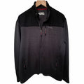 Orvis Men's Full Zip Fleece Jacket Large Black Gray Sweater Knit Outdoor