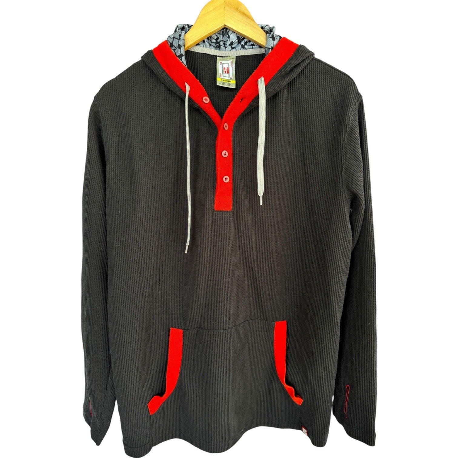 Burton DryRide Hoodie Mens M Black Red Snowboard Ski Pullover Sweatshirt